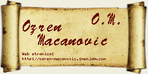 Ozren Macanović vizit kartica
